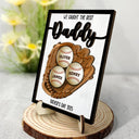 Gift For Father,Gift For Mother,Baseball - Baseball We Caught The Best Dad Mom Grandpa Grandma - Personalized 2-Layered Wooden Plaque With Stand
