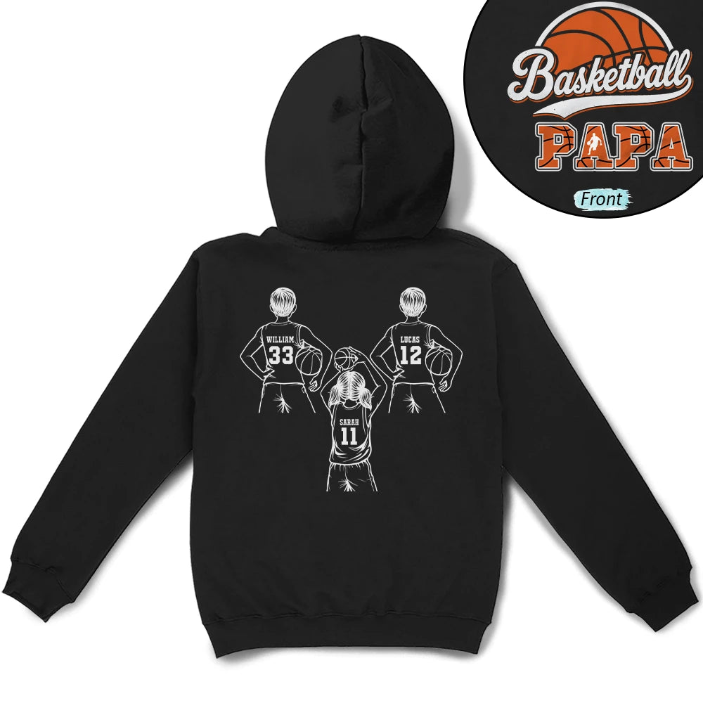 Gift For Father,Sport Dad,Happy,Basketball - Basketball Dad Mom Kids Backside - Personalized T Shirt