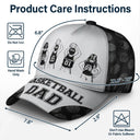 Gift For Father,Gift For Grandpa,Basketball,Non-Eng,Icon,Confident - Basketball Dad Papa Kids Backside Line Art - Personalized Classic Cap