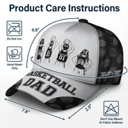 Gift For Father,Gift For Grandpa,Basketball,Non-Eng,Icon,Confident - Basketball Dad Papa Kids Backside Line Art - Personalized Classic Cap