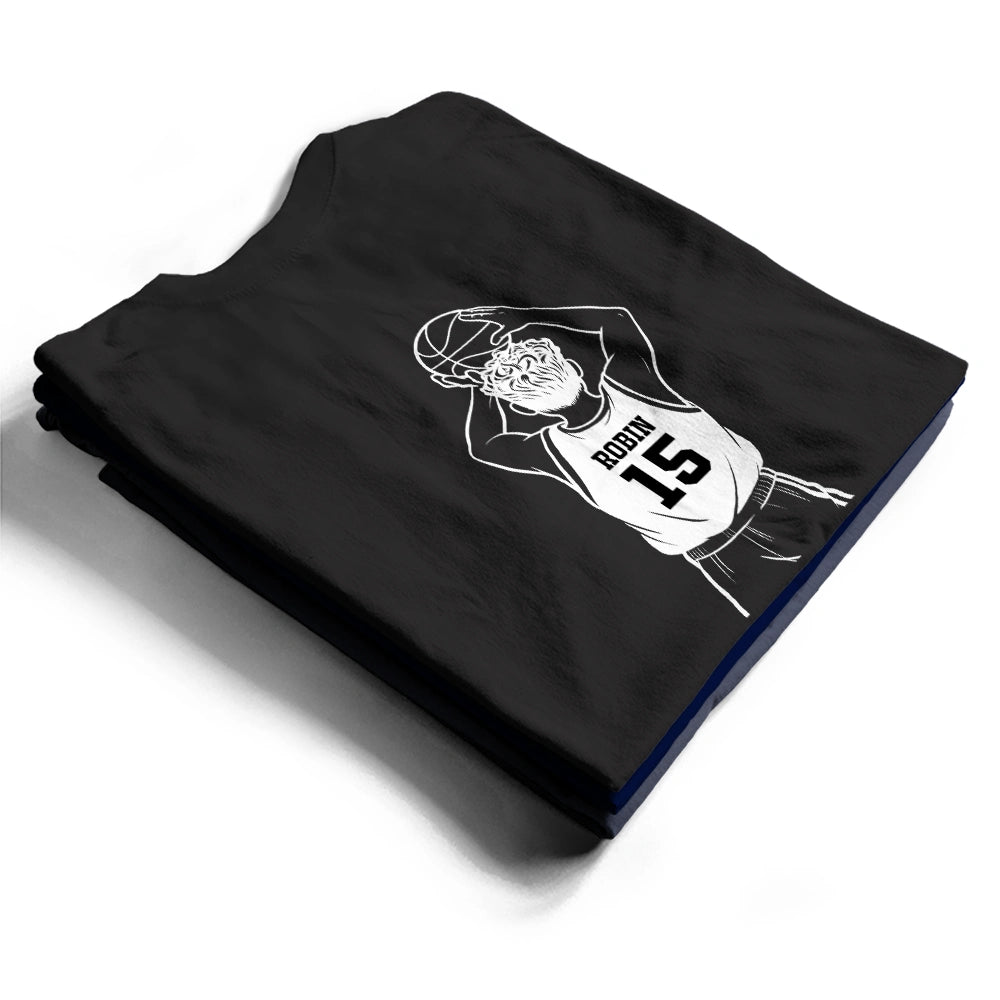 Gift For Father,Gift For Grandpa,Basketball,Non-Eng,Icon,Confident - Basketball Dad Papa Kids Backside Line Art - Personalized T Shirt