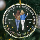Gift For Bestie,Gifts For Colleagues,Gift For Sisters,Funny,Gift For Sibling,Christmas - Be As Entertained By Us As Us Arm In Arm Bestie - Personalized Circle Glass Ornament