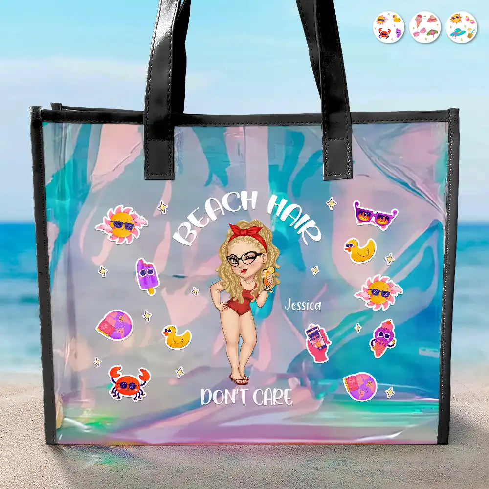 Summer,Gift For Yourself,Travel,Gift For Women,Happy,Beach - Beach Hair Don't Care - Personalized Holographic Tote