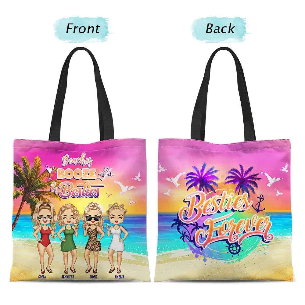 Beaches Booze Besties - Personalized Tote Bag