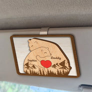 Gift For Father,Family,Gift For Mother,Happy - Bear Family Forest Style - Personalized Custom Shaped Car Visor Clip