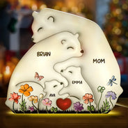 Gift For Mother,Family,Happy - Bear Family Puzzle - Personalized Custom Shaped Light Box