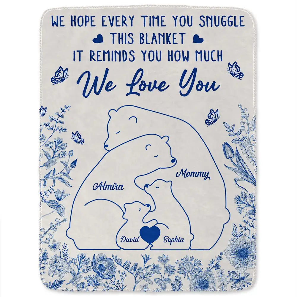 Gift For Couples, Family, Parents, Love - Bear Family This Blanket Reminds You How Much We Love You - Personalized Fleece Blanket, Sherpa Blanket