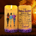 Gift For Sisters,Gift For Bestie,Old Best friends,Happy - Because Of You I Laugh A Little Harder - Personalized Flameless LED Candle