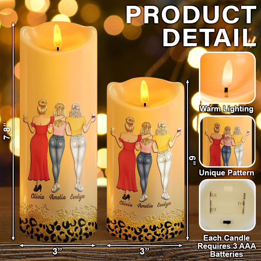Gift For Sisters,Gift For Bestie,Old Best friends,Happy - Because Of You I Laugh A Little Harder - Personalized Flameless LED Candle