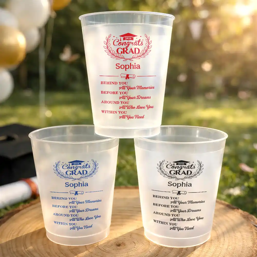 Graduation,Gift For Yourself,Gift For Daughter,Gift For Son,Gift For Kids,Gift For Bestie,Happy - Behind You All Memories Congrats Grad - Personalized Frosted Cups