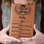 Graduation,Gift For Yourself,Gift For Daughter,Gift For Son,Gift For Kids,Gift For Bestie,Happy - Behind You All Memories Congrats Grad - Personalized Leather Journal