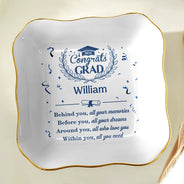 Graduation,Gift For Yourself,Gift For Daughter,Gift For Bestie,Happy - Behind You All Memories Congrats Grad - Personalized Ring Dish