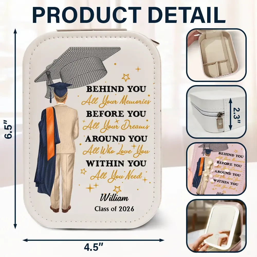 Behind You All Memories - Personalized Makeup Box With LED Mirror