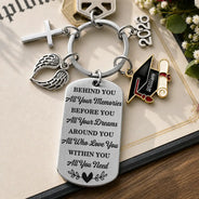Gift For Yourself,Gift For Women,Gift For Men,Gift For Daughter,Gift For Son,Gift For Bestie,Graduation,Top Market,Non-Eng,Proud - Behind You All Memories - Personalized Stainless Steel Keychain