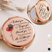 Graduation,Gift For Women,Gift For Men,Dad - Daughters (Adult),Gift For Daughter,Mom - Daughters (Adult),Dad - Sons,Gift For Son,Mom - Sons,Happy - Behind You All Memories Birth Flower - Personalized Compact Mirror