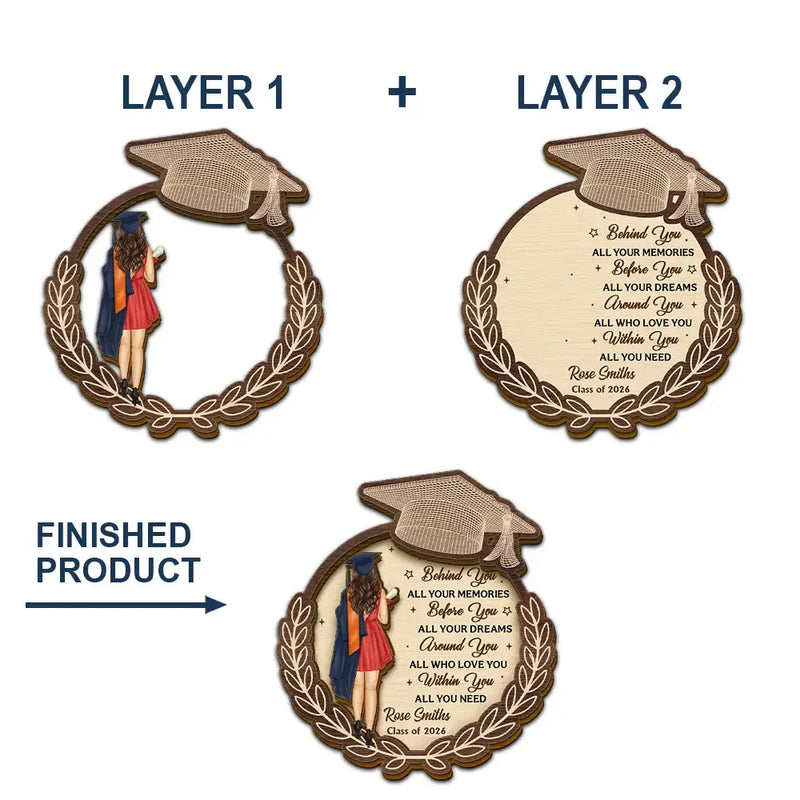 Graduation,Gift For Daughter,Gift For Son,Gift For Grandkids,Happy - Behind You All Your Memories - Personalized Custom Shaped Car Visor Clip