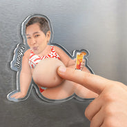 Gift For Couples,Gift For Husband,Gift For Wife,Gift For Girlfriend,Gift For Boyfriend,Gift For Women,Gift For Men,Gift For Mother,Gift For Grandpa,Gift For Father,Gift For Grandma,Gift For Grandparents,Summer,Non-Eng,Photo,Humorous - Custom Photo Belly Out For Summer - Personalized Squishy Acrylic Fridge Magnet