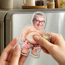 Gift For Couples,Gift For Husband,Gift For Wife,Gift For Girlfriend,Gift For Boyfriend,Gift For Women,Gift For Men,Gift For Mother,Gift For Grandpa,Gift For Father,Gift For Grandma,Gift For Grandparents,Summer,Non-Eng,Photo,Humorous - Custom Photo Belly Out For Summer - Personalized Squishy Acrylic Fridge Magnet