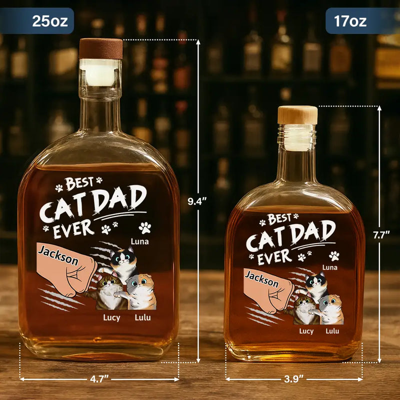 Cat Lovers, Cat Dad, Happy - Best Cat Dad Ever - Personalized Whiskey Bottle