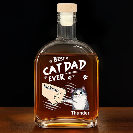 Best Cat Dad Ever - Personalized Whiskey Bottle