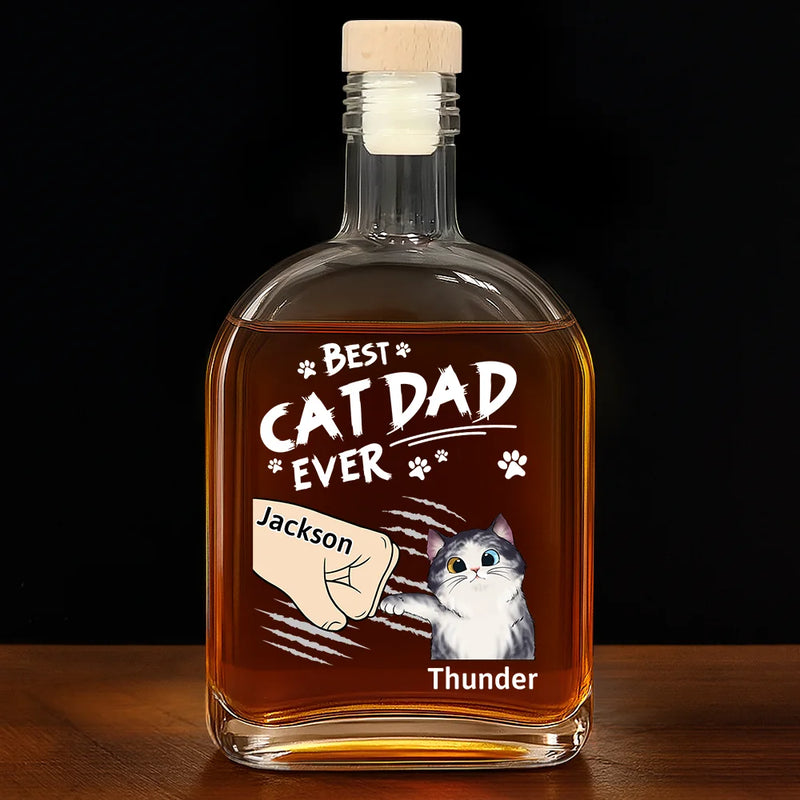 Cat Lovers, Cat Dad, Happy - Best Cat Dad Ever - Personalized Whiskey Bottle