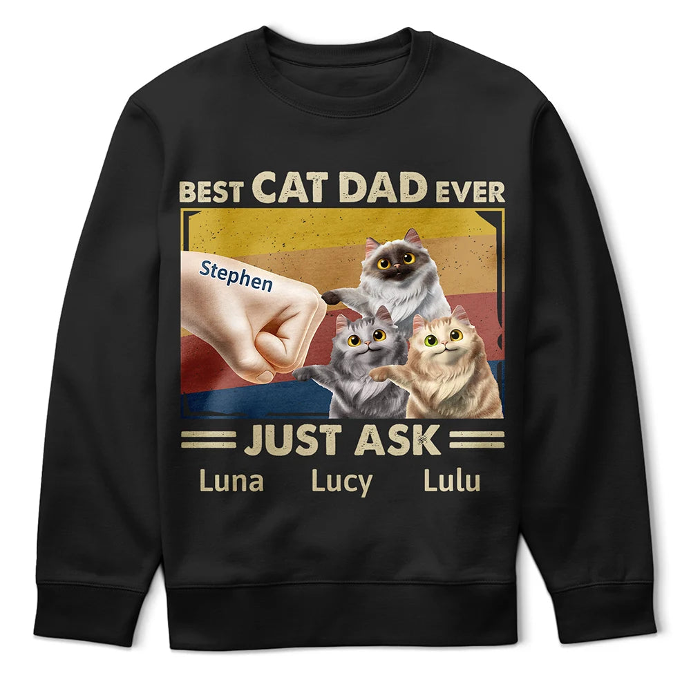 Funny,Cat Lovers,Pet Lovers,Cat Dad - Best Cat Dad Ever Just Ask Funny Cartoon - Personalized T Shirt