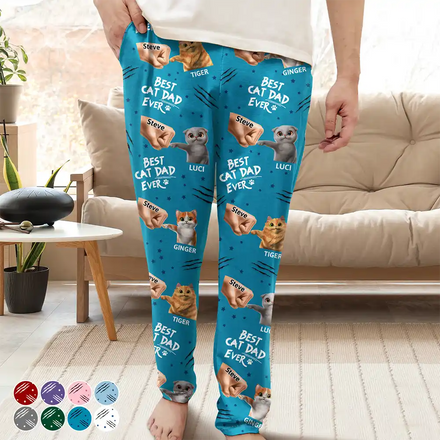 Best Cat Dad Mom Mum Ever - Personalized Pajama Pants