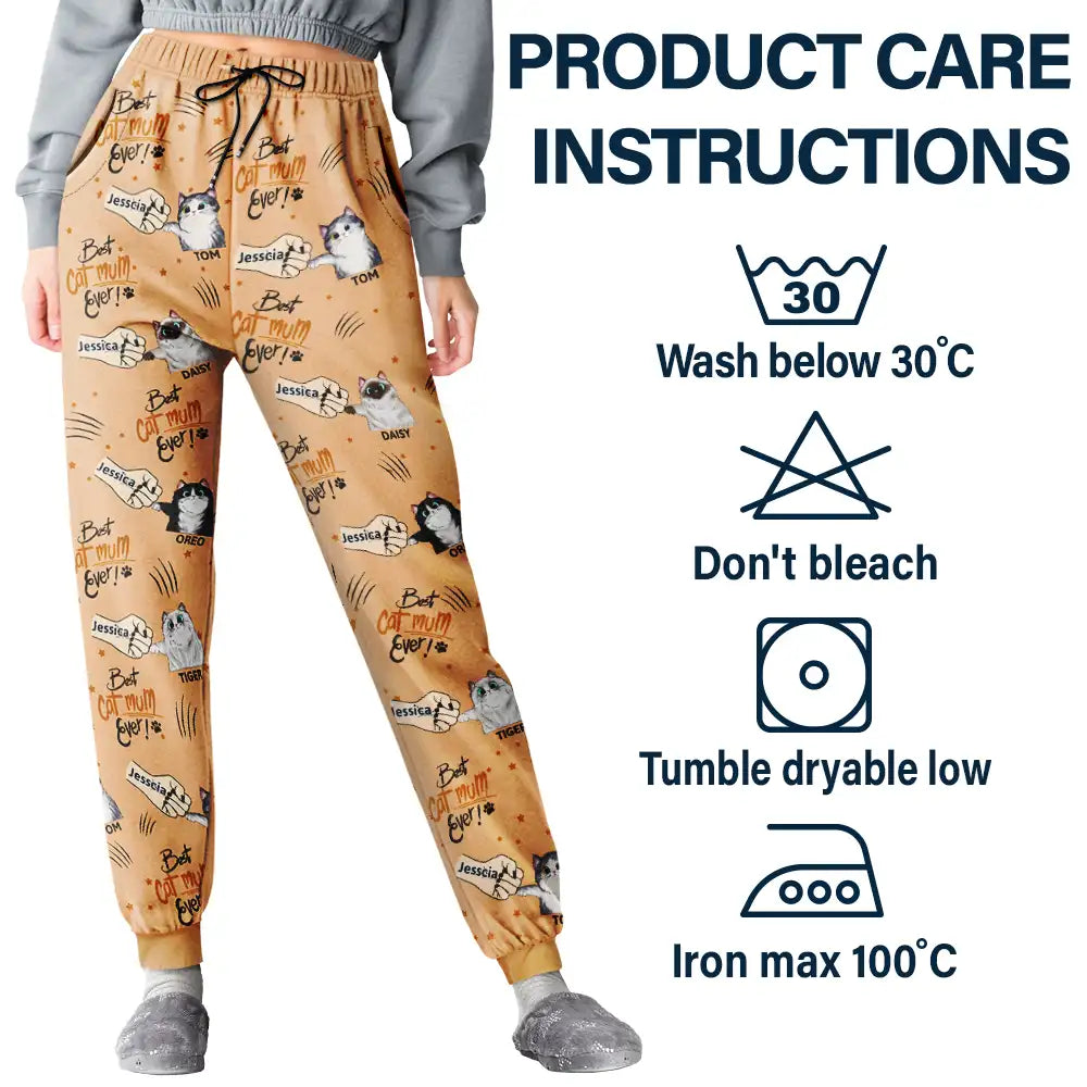 Cat Mom,Cat Lovers,Funny,Happy - Best Cat Mom Mum Ever - Personalized Pajama Pants