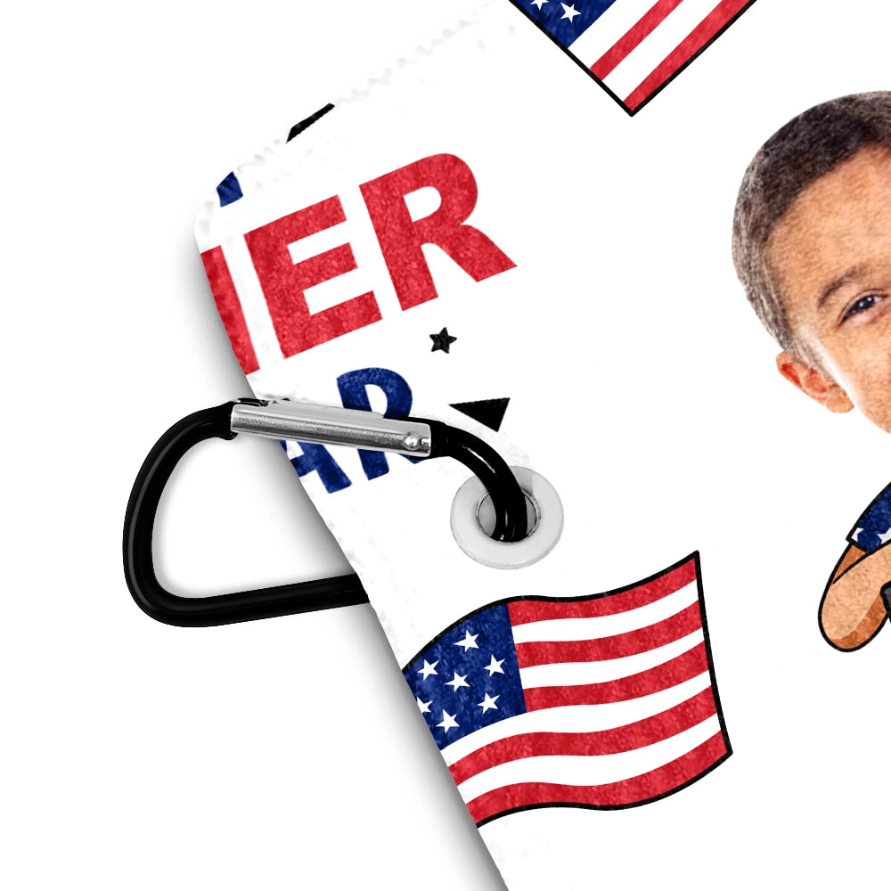 Gift For Husband,Gift For Grandpa,Golf,Sport Dad,Grandpa's Hobby,Dad's Hobby,Happy,Independence Day - Best Dad By Par Funny Kid US Flag - Personalized Golf Towel