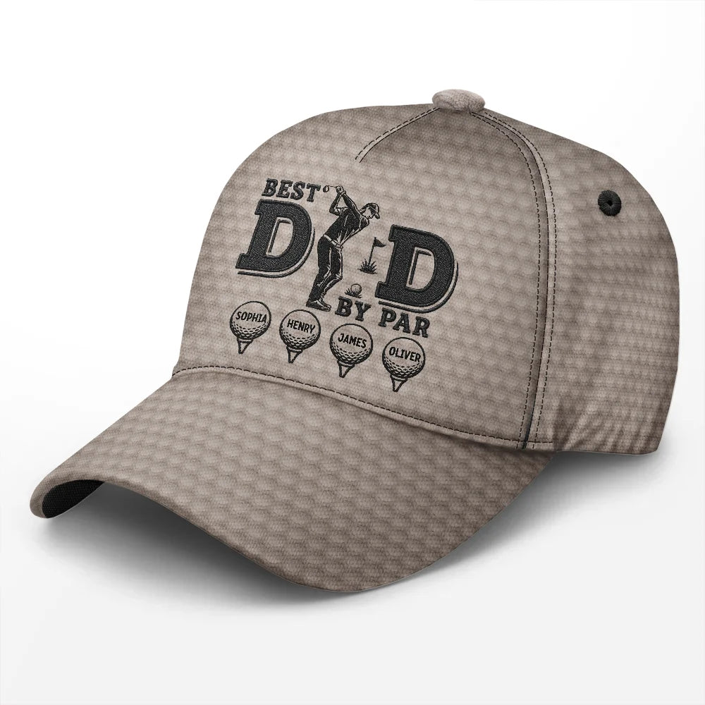 Gift For Father,Gift For Grandpa,Golf,Top Market,Non-Eng,Icon,Proud - Best Dad By Par Golf Ball - Personalized Classic Cap