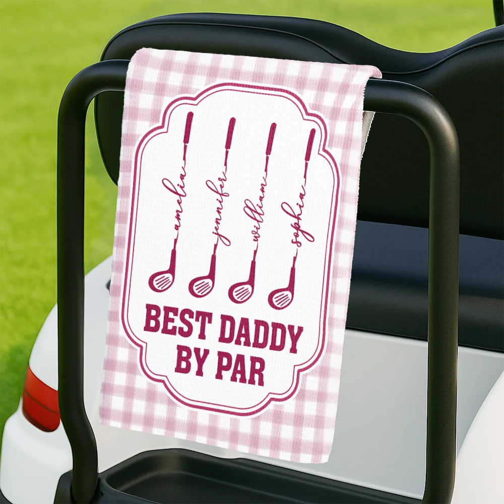 Gift For Grandpa,Gift For Father,Golf,Top Market,Non-Eng,Icon,Proud - Best Dad By Par Golf Clubs - Personalized Golf Towel