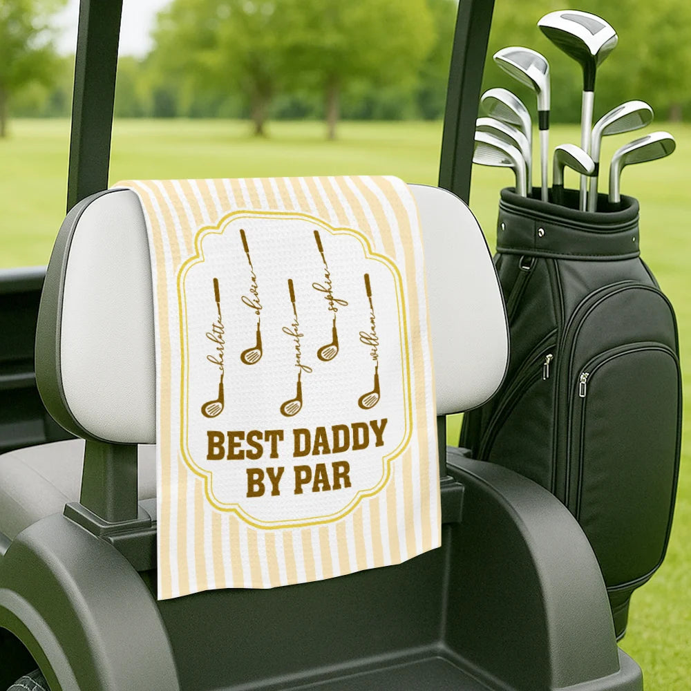 Gift For Grandpa,Gift For Father,Golf,Top Market,Non-Eng,Icon,Proud - Best Dad By Par Golf Clubs - Personalized Golf Towel