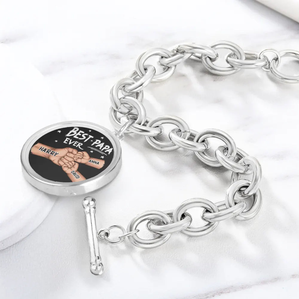 Gift For Father,Parents,Gift For Mother,Happy,Gift For Husband,Gift For Wife,Gift For Grandpa,Gift For Grandma - Best Dad Ever - Personalized Charm Bracelet