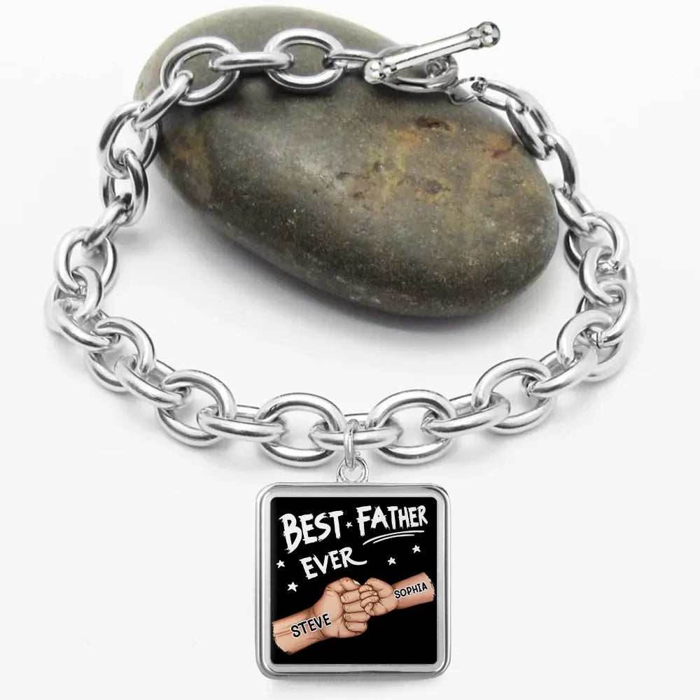 Gift For Father,Parents,Gift For Mother,Happy,Gift For Husband,Gift For Wife,Gift For Grandpa,Gift For Grandma - Best Dad Ever - Personalized Charm Bracelet