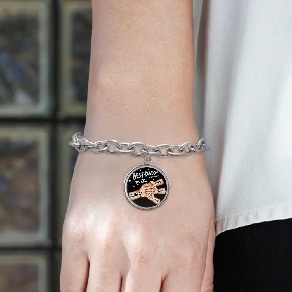 Gift For Father,Parents,Gift For Mother,Happy,Gift For Husband,Gift For Wife,Gift For Grandpa,Gift For Grandma - Best Dad Ever - Personalized Charm Bracelet