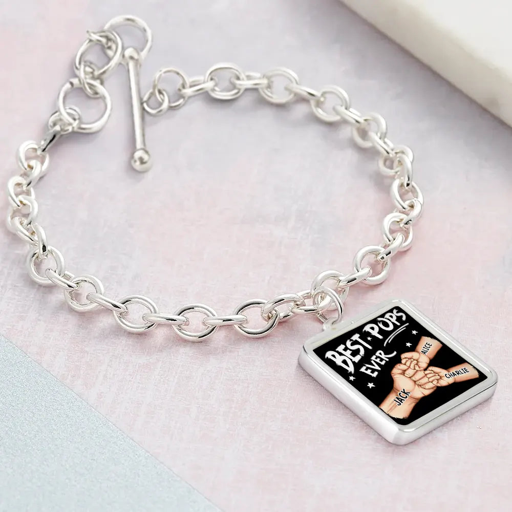 Gift For Father,Parents,Gift For Mother,Happy,Gift For Husband,Gift For Wife,Gift For Grandpa,Gift For Grandma - Best Dad Ever - Personalized Charm Bracelet