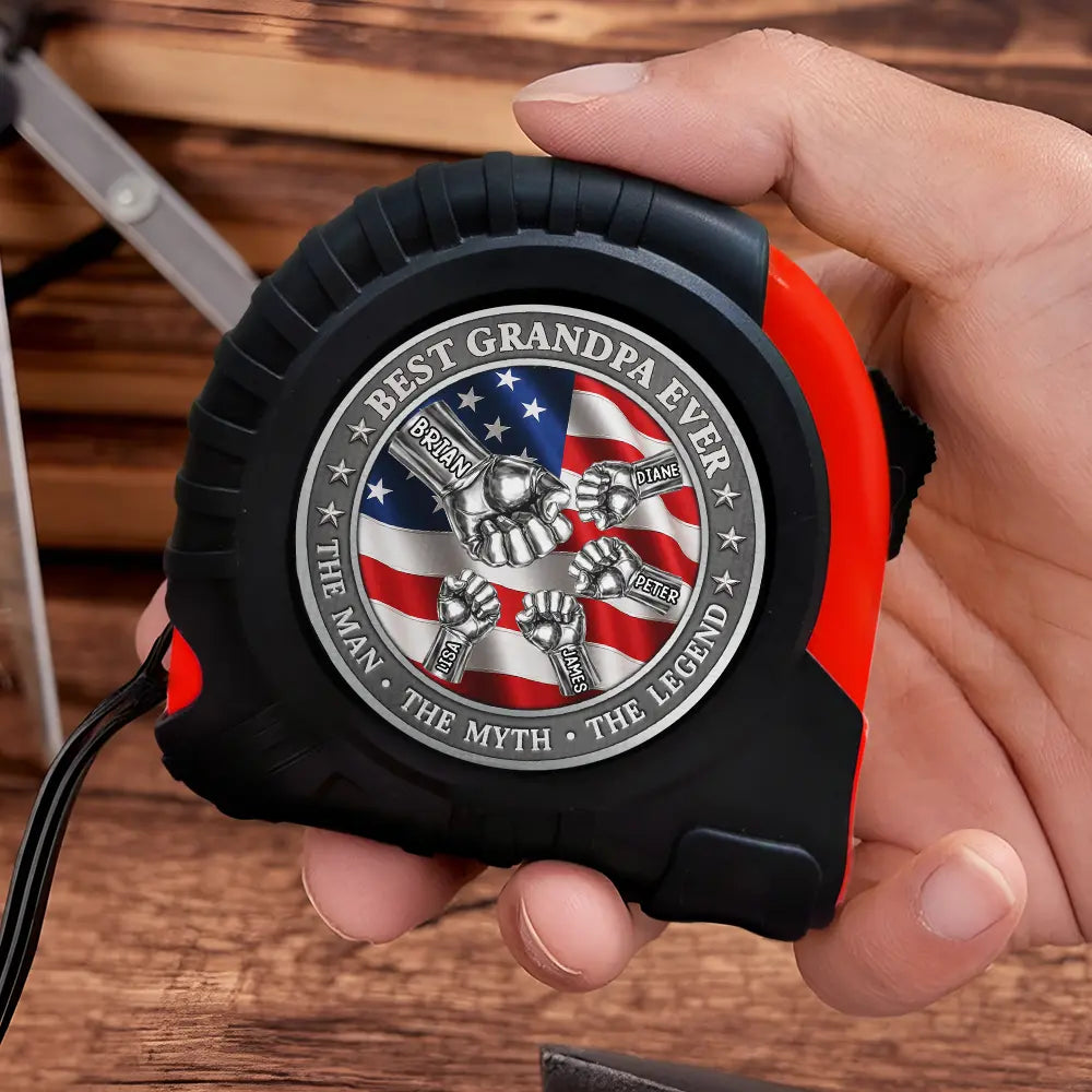 Gift For Father,Gift For Grandpa,Gift For Men,Happy,Independence Day - Best Dad Ever The Man The Myth The Legend - Personalized Tape Measure