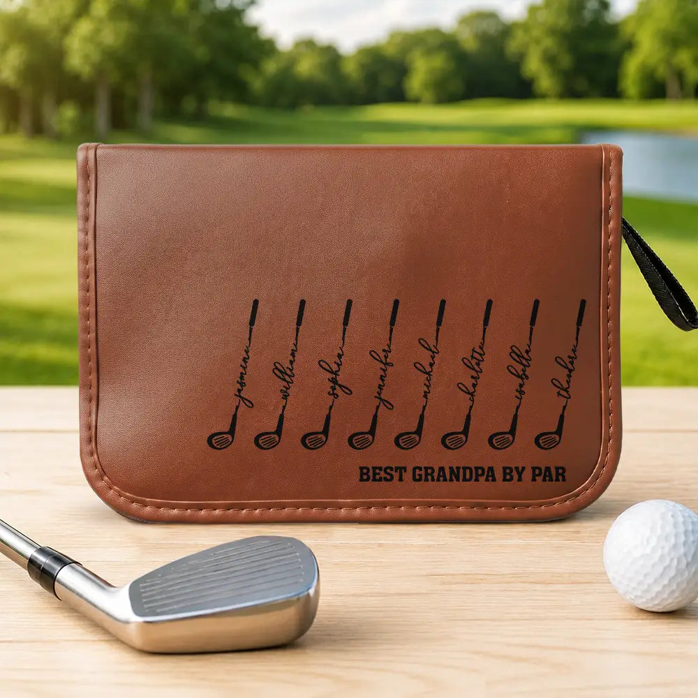 Gift For Men,Gift For Father,Gift For Grandpa,Golf,Sport Dad,Grandpa's Hobby,Dad's Hobby,Gift For Husband,Gift For Couples,Non-Eng,Icon,Adorable - Best Dad Grandpa By Par For Golf Lovers - Personalized Leather Golf Bag
