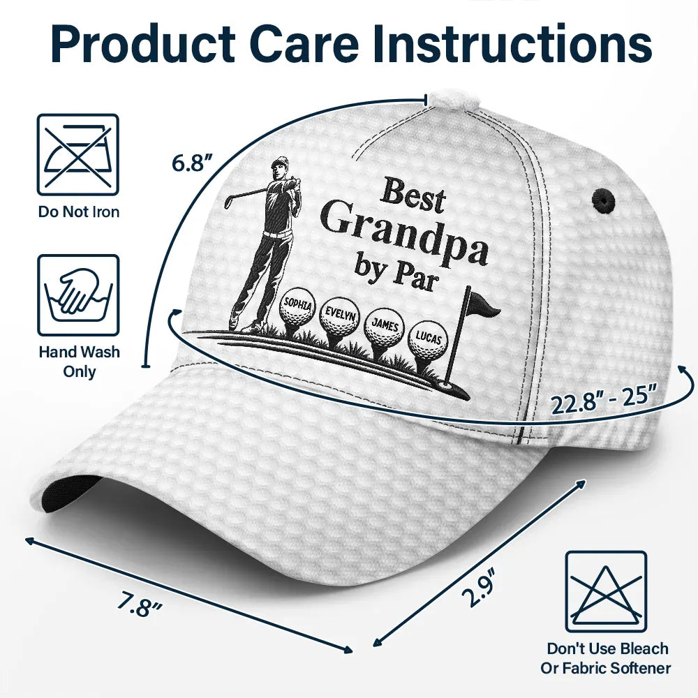 Gift For Father,Gift For Grandpa,Golf,Top Market,Non-Eng,Icon,Proud - Best Dad Grandpa By Par Golf Ball - Personalized Classic Cap