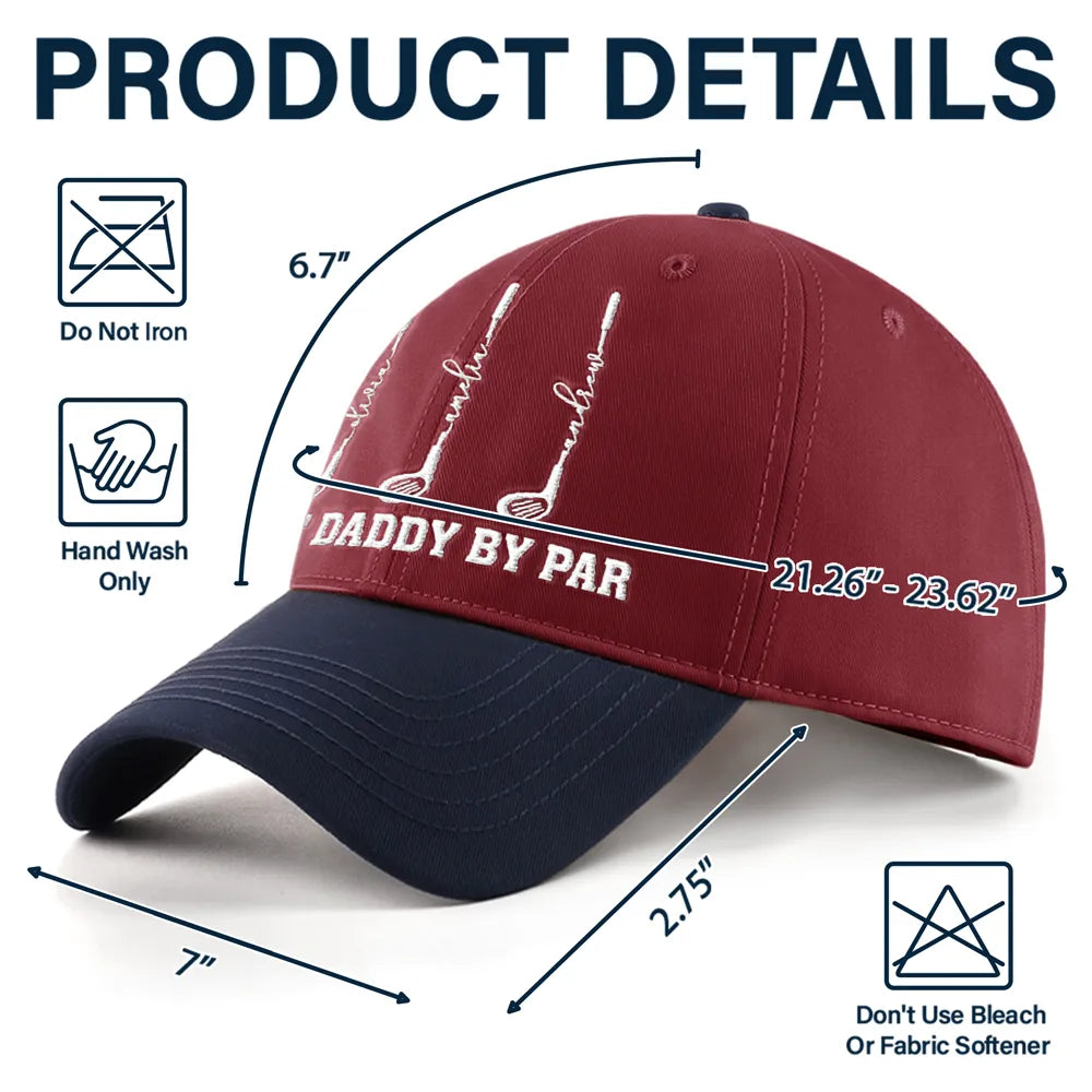 Gift For Grandpa,Gift For Father,Golf,Non-Eng,Icon,Proud - Best Dad Grandpa By Par Golf Clubs - Personalized Embroidered Two Tone Cap