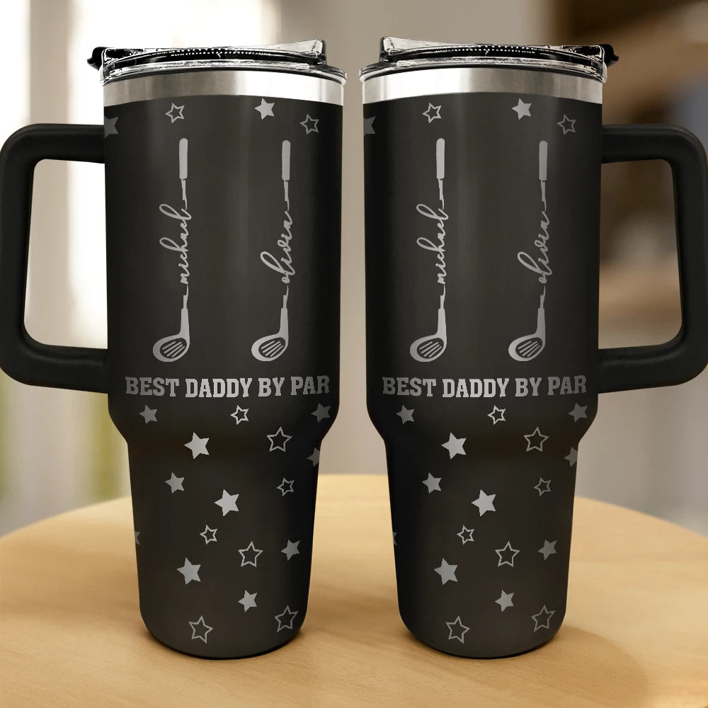 Gift For Grandpa,Gift For Father,Golf,Non-Eng,Icon,Proud - Best Dad Grandpa By Par Golf Clubs - Personalized Engraved 40oz Tumbler