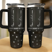 Gift For Grandpa,Gift For Father,Golf,Non-Eng,Icon,Proud - Best Dad Grandpa By Par Golf Clubs - Personalized Engraved 40oz Tumbler