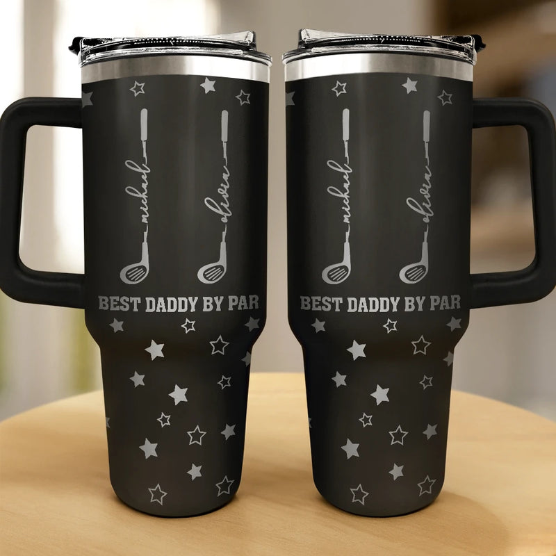 Gift For Grandpa,Gift For Father,Golf,Non-Eng,Icon,Proud - Best Dad Grandpa By Par Golf Clubs - Personalized Engraved 40oz Tumbler