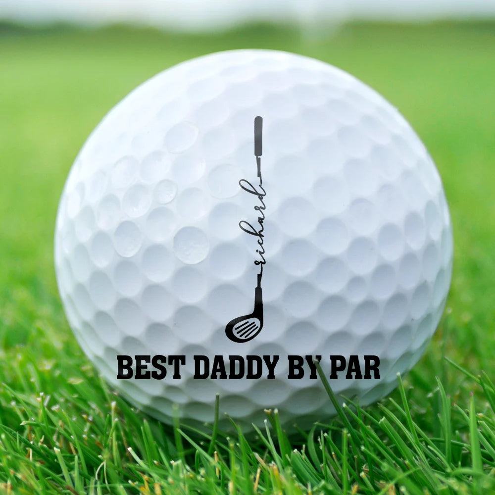Gift For Grandpa,Gift For Father,Golf,Non-Eng,Icon,Proud - Best Dad Grandpa By Par Golf Clubs - Personalized Golf Ball