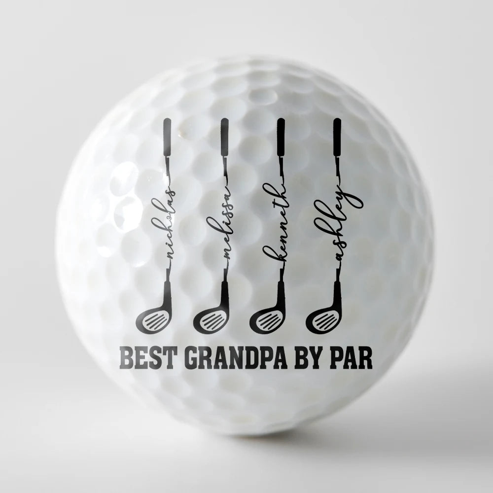 Gift For Grandpa,Gift For Father,Golf,Non-Eng,Icon,Proud - Best Dad Grandpa By Par Golf Clubs - Personalized Golf Ball
