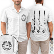 Gift For Grandpa,Gift For Father,Golf,Non-Eng,Icon,Proud - Best Dad Grandpa By Par Golf Clubs - Personalized Hawaiian Shirt