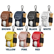 Gift For Grandpa,Gift For Father,Golf,Non-Eng,Icon,Proud - Best Dad Grandpa By Par Golf Clubs - Personalized Leather Golf Ball Holder