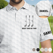 Gift For Father,Gift For Grandpa,Golf,Summer,Non-Eng,Icon,Proud - Best Dad Grandpa By Par Golf Clubs - Personalized Polo Shirt