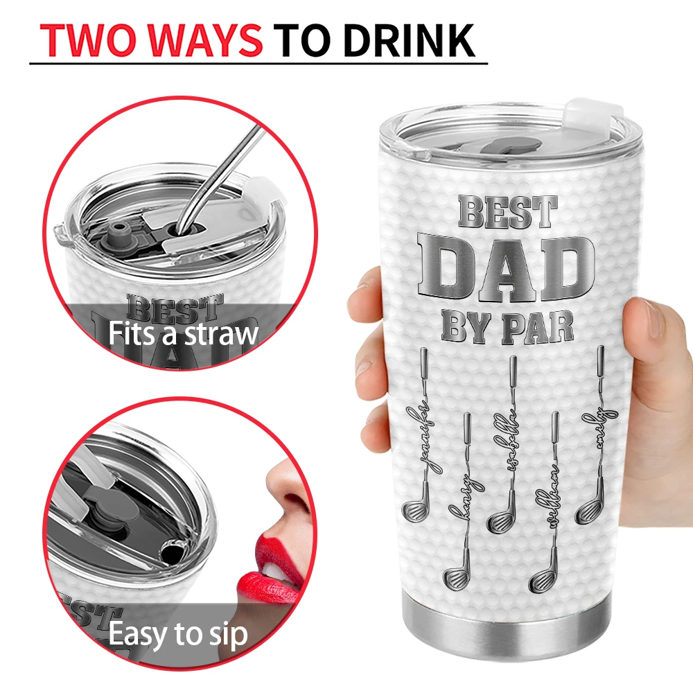 Gift For Father,Gift For Grandpa,Golf,Happy - Best Dad Grandpa By Par Golf Clubs - Personalized Tumbler