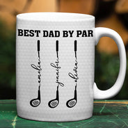 Gift For Grandpa,Gift For Father,Golf,Non-Eng,Icon,Proud - Best Dad Grandpa By Par Golf Clubs - Personalized White Edge-to-Edge Mug